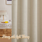 Nicetown Light Filtering Linen Curtains 84 Inch Long 2 Panels Set, Grommet Privacy Added Light Filtering Flax Semi Sheer Rustic