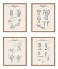 Poster Master 4-Piece Robot Toys Blueprint Poster - Transforming Robots Patent Print - Science Fiction Art - Robot Art - Machine