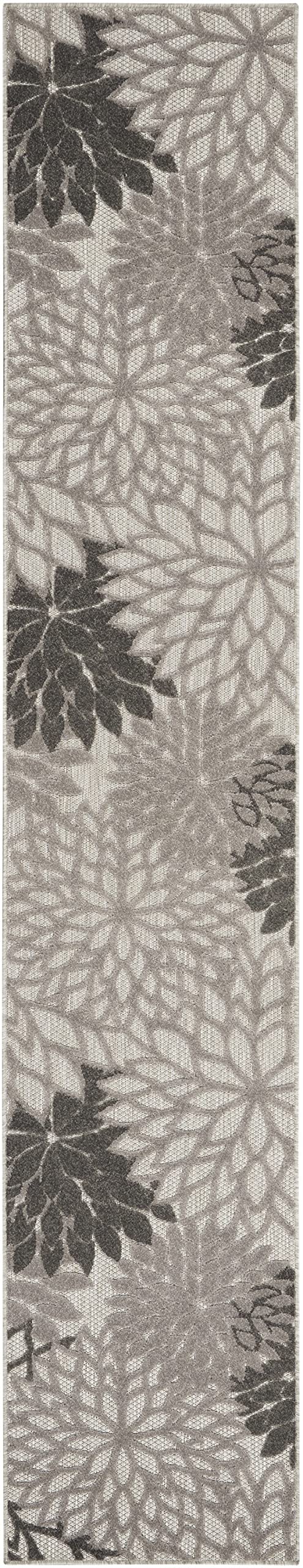 HomeRoots Silver Grey 100% Polypropylene 2’ x 12’ Silver and Gray Indoor Outdoor Runner Rug