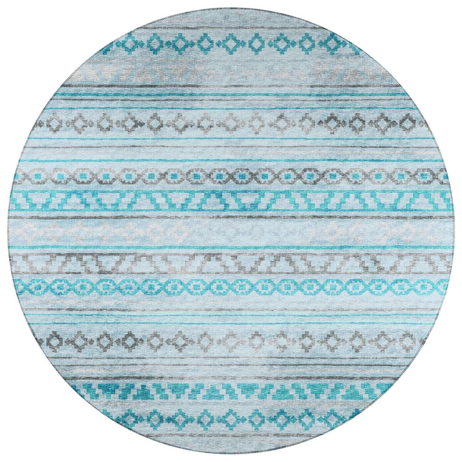 Sedona Sn10 Blue Bohemian Rug Round 6' X 6'