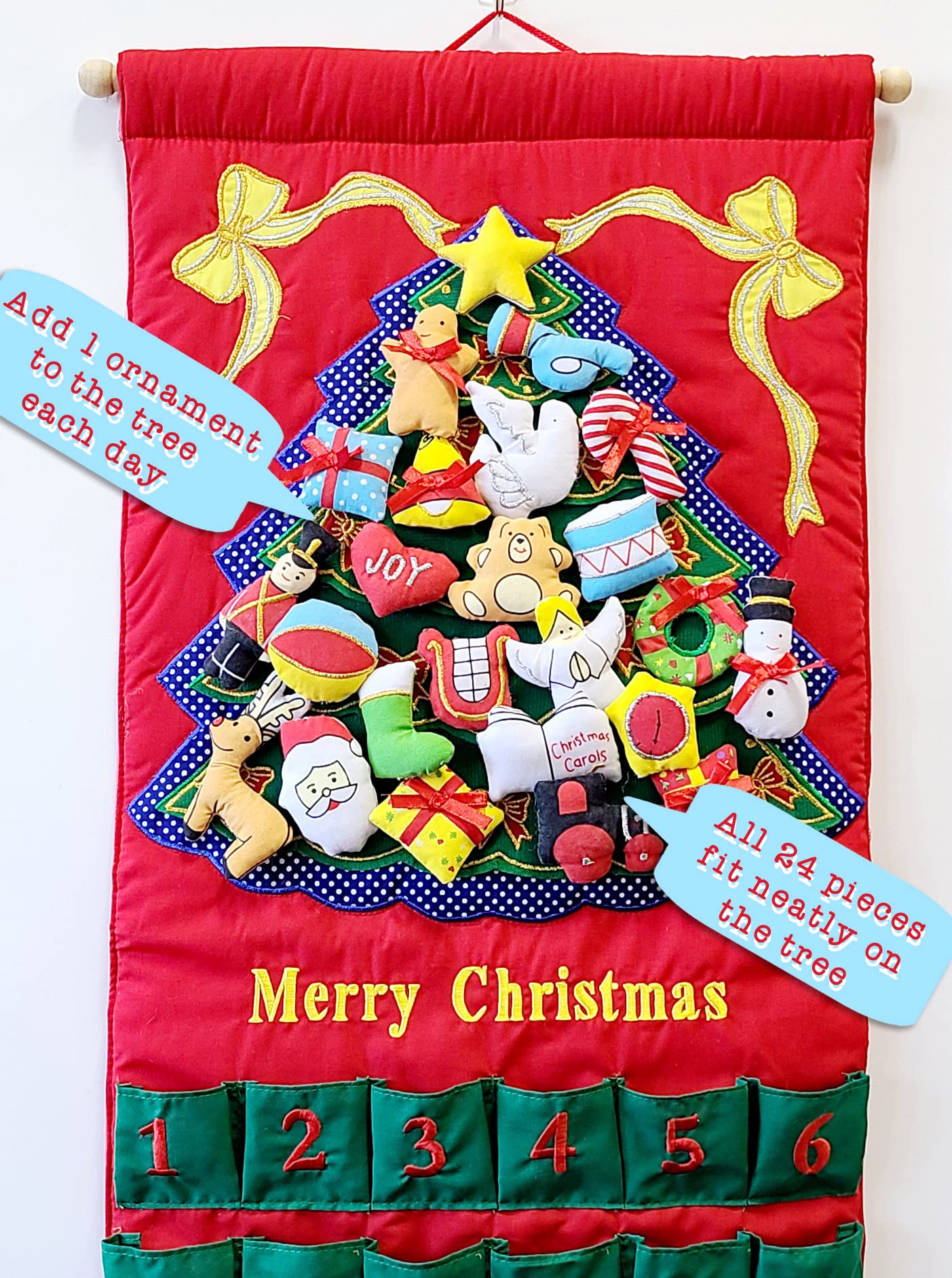 Personalized Christmas Tree Advent Calendar By Pockets Of Learning | Family Festive Holiday D  Cor, Seasonal Fabric Wall Hanging