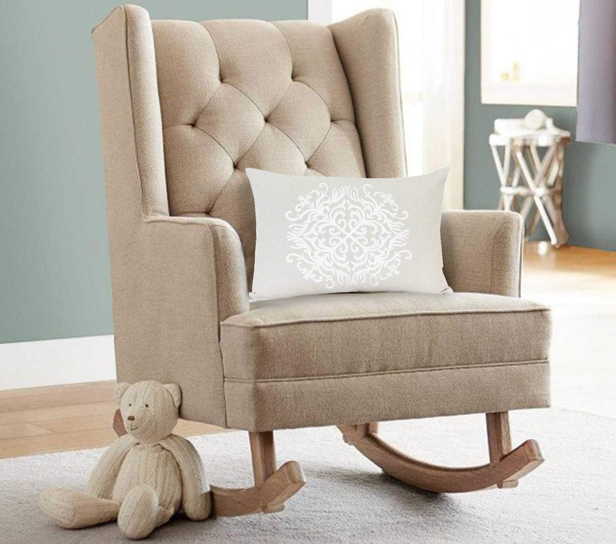 HomeRoots 100% Cotton Parkland Collection Tara Traditional Beige Pillow Cover with Poly Insert