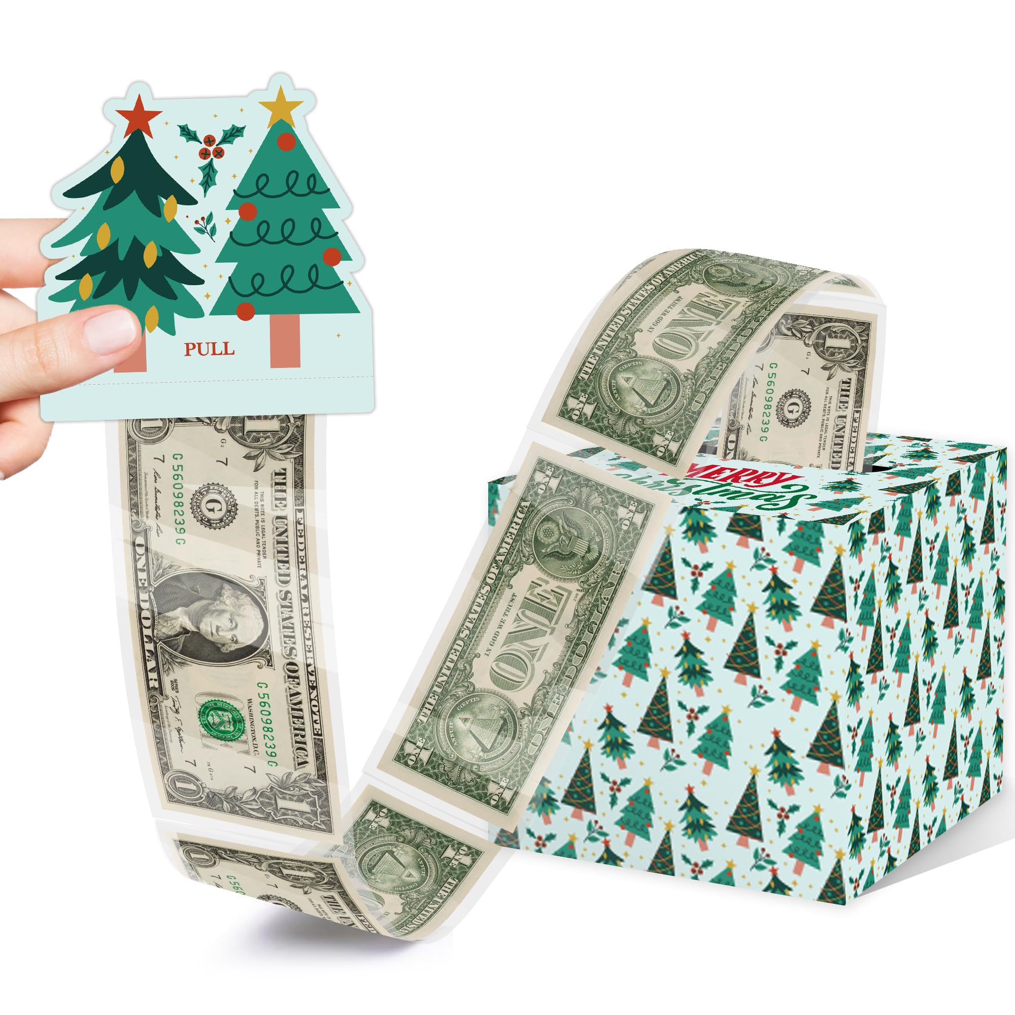 Fun for Women Men - Merry Christmas Day Money Box for Cash Gift Set Included Merry Christmas Card and 35Pcs Transparent Bags, Su