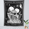 Kjhl The Lovers Skull Tapestry Wall Hanging Black Gothic Witchy Tapestry Dark Vertical Skeleton Tapestries Aesthetic For Bedroom