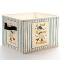 Fyecoluo Blue Striped Western Cowboy Goose Storage Bins Box with Handles, Funny Cute Goose Foldable Basket Toybox for Baby Boy G