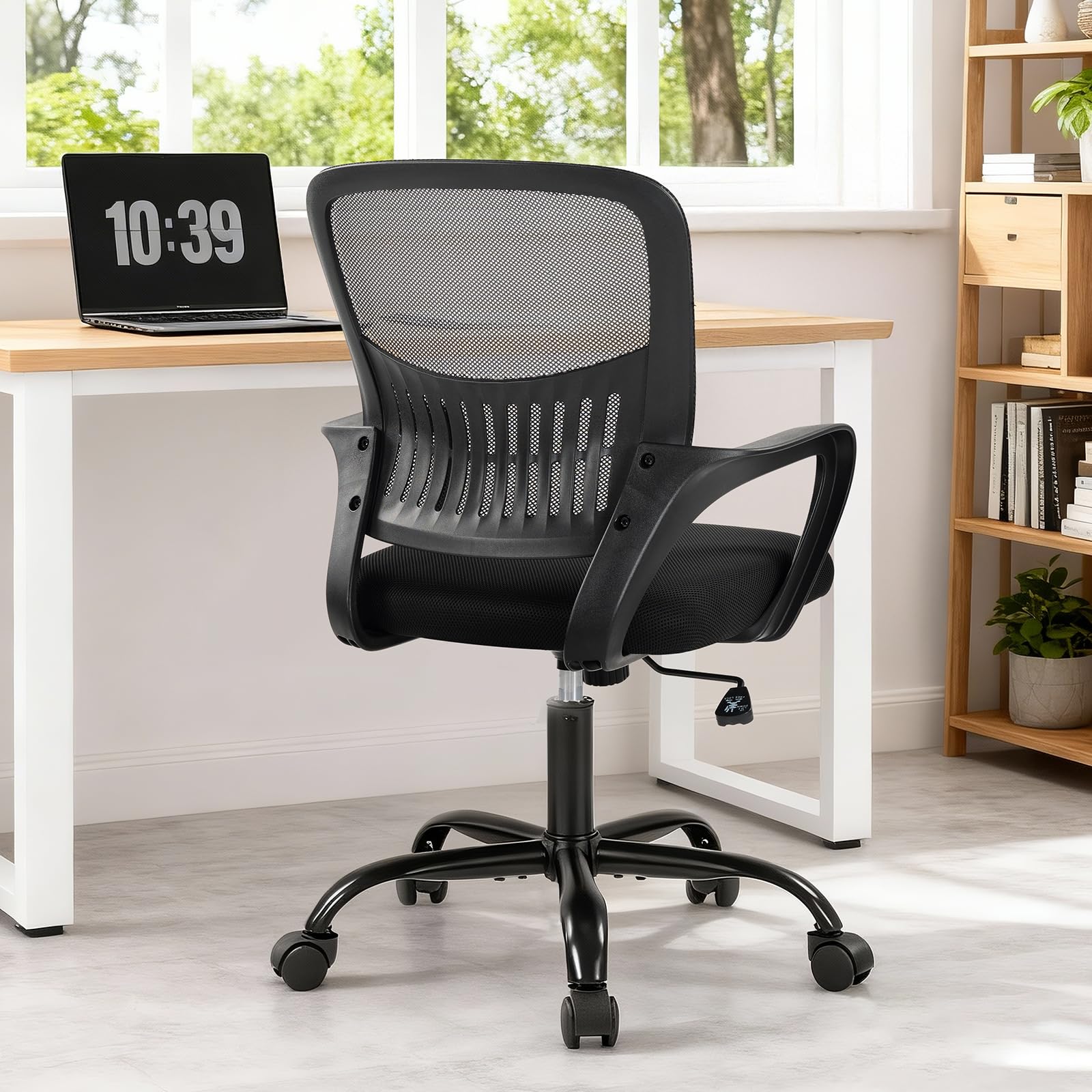 Sweetcrispy Home Office Managerial Executive Chair, Ergonomic Mesh Adjustable Swivel Mid-Back Computer Desk Chair with Comfortab