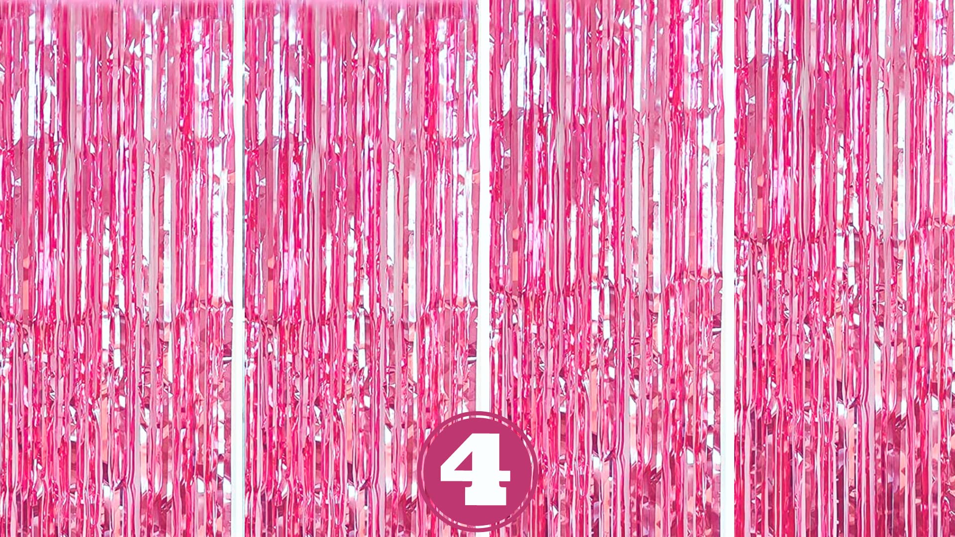 Flyloons Pink Foil Curtains For Birthday Decoration Items Pack Of 4 Baby Shower Anniversary, Marriage, Bachelorette Party Celebr