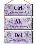 3 Pieces Purple Wall Decor Purple Bathroom Decor Farmhouse Wooden Wall Art Inspirational Office Wall Decor with Positive Quotes 