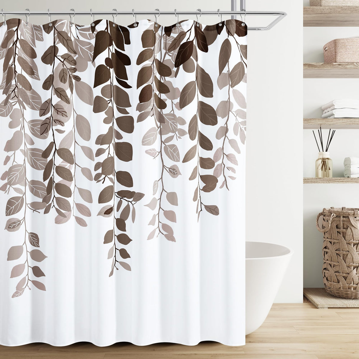 Boodii Brown Leaf Shower Curtain For Bathroom Botanical Eucalyptus Nature Eucalyptus Shower Curtains Set Floral Leaves Bathroom