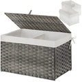GREENSTELL Storage Basket with Lid, Handwoven Blanket Storage Basket with Cotton Liner and Metal Frame, Foldable & Easy to Insta