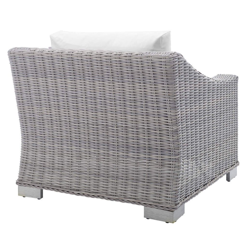 Modway Conway Sunbrella Outdoor Patio Wicker Rattan, Armchair, Light Gray White