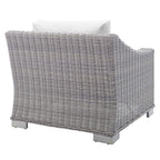 Modway Conway Sunbrella Outdoor Patio Wicker Rattan, Armchair, Light Gray White
