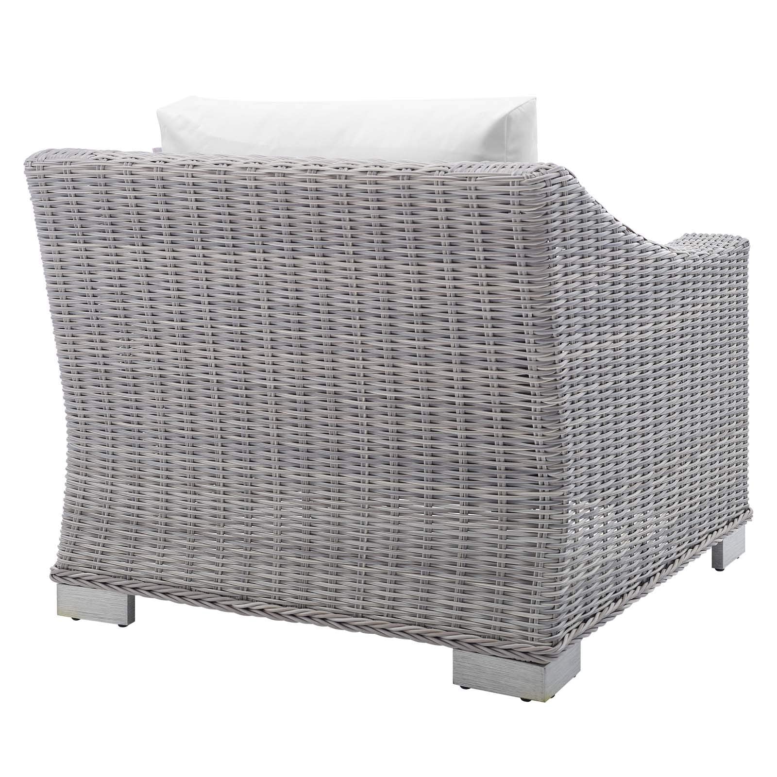 Modway Conway Sunbrella Outdoor Patio Wicker Rattan, Armchair, Light Gray White