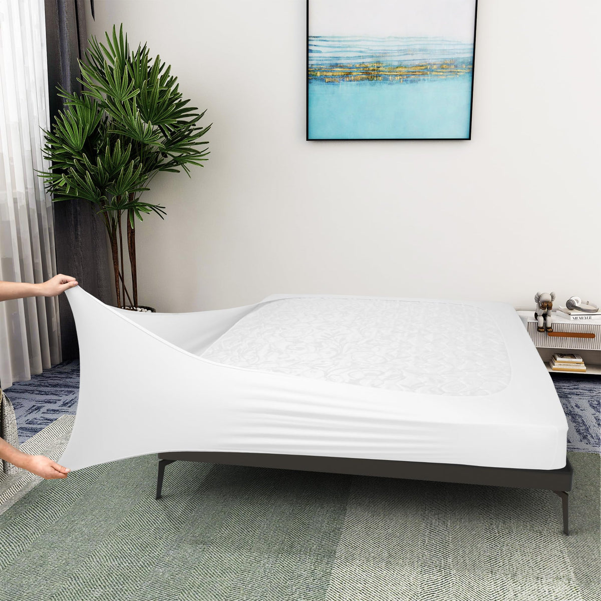 Box Spring Cover Twin Size - Jersey Knit & Stretchy Wrap Around 4 Sides Bed Skirt For Hotel & Home - Twin/Twin Xl, White