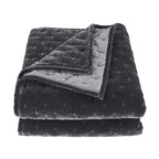 Hiend Accents Stella Faux Silk Velvet Quilt, King Size, Slate Solid Color, Romantic Modern Western Traditional Style Luxury Bedd