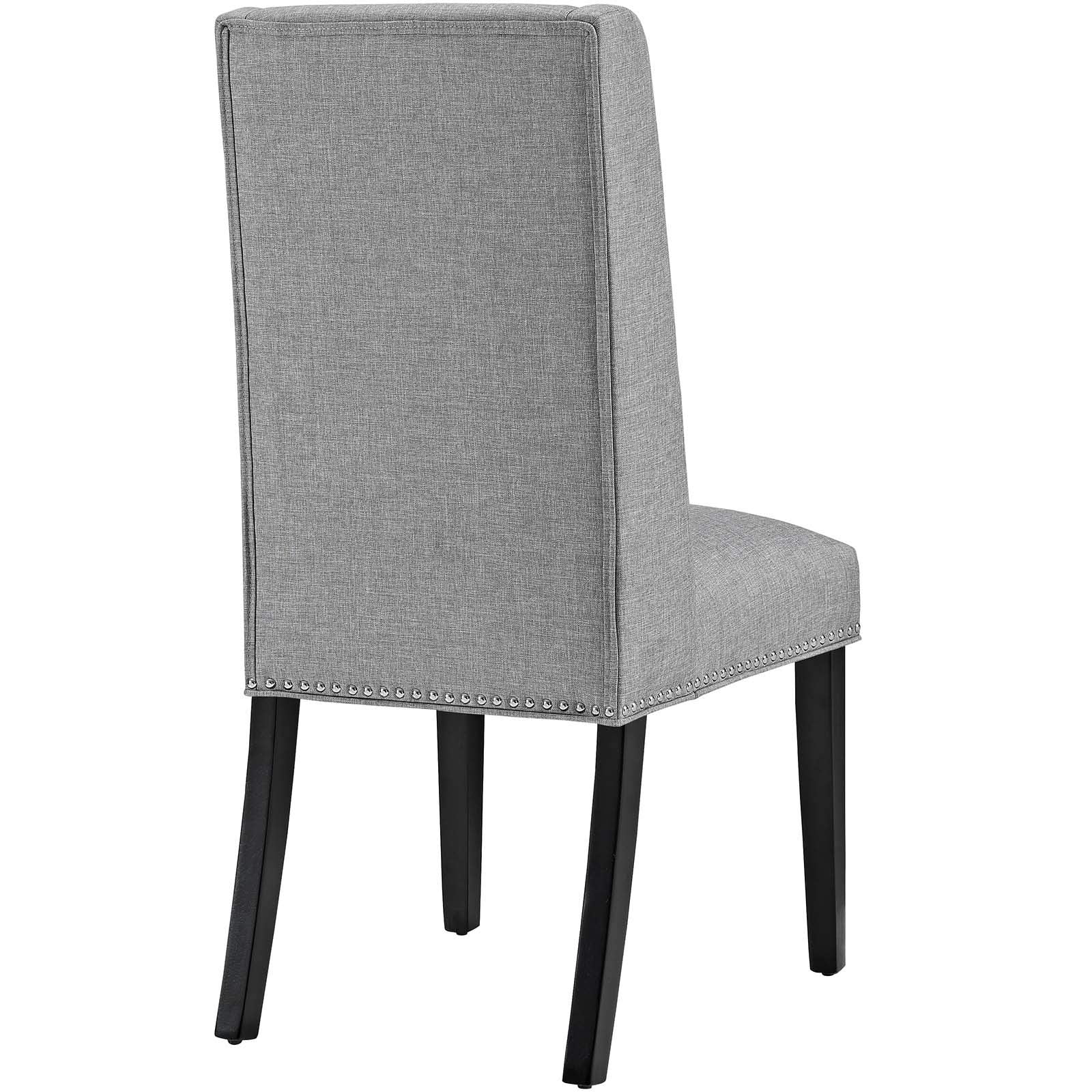 Modway Baron Modern Tall Back Wood Upholstered Fabric Two Dining Chairs In Light Gray