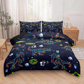 Ninenine Dinosaur Bedding Sets For Boys Kids,Dark Blue Retro Dinosaur Comforter Set,Queen Size Comforter Sets For Kids,With 1 Co