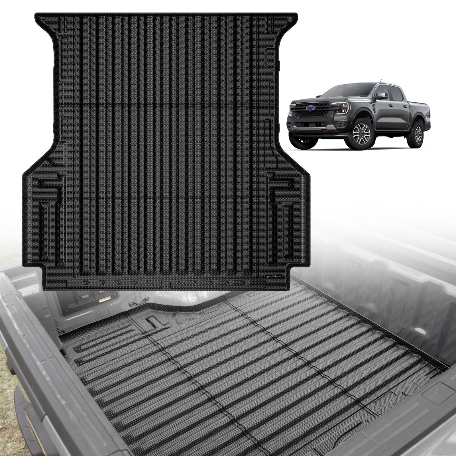 Triplealiners Truck Bed Mat Compatible With 2024 2025 Ford Ranger Accessories 5Ft Vehicle Perfectly Flush All Weather Protection