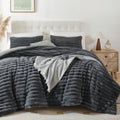 Smoofy Fluffy Twin Comforter Set 2 Pieces - Darkgrey Fleece Fluffy Twin Comforter, Luxury Fuzzy Twin Bedding Set, Soft & Warm Tw