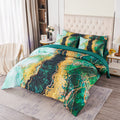 Perfemet 6 Piece Bed In A Bag California King Green Watercolor Marble Printed Comforter With Sheets Colorful Stylish Retro Artwo