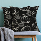 Fall Decor Pillow Covers 18X18 Set Of 2 Black Pumpkin Maple Leaf Throw Pillow Covers Outdoor Decoration Autumn Thanksgiving Pump