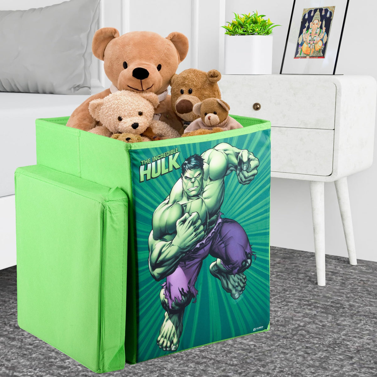 Kuber Industries Hulk Toy Storage Box | Laundry Basket for Toys | Folding Laundry Basket | Clothes Hamper with Lid & Handles | 6