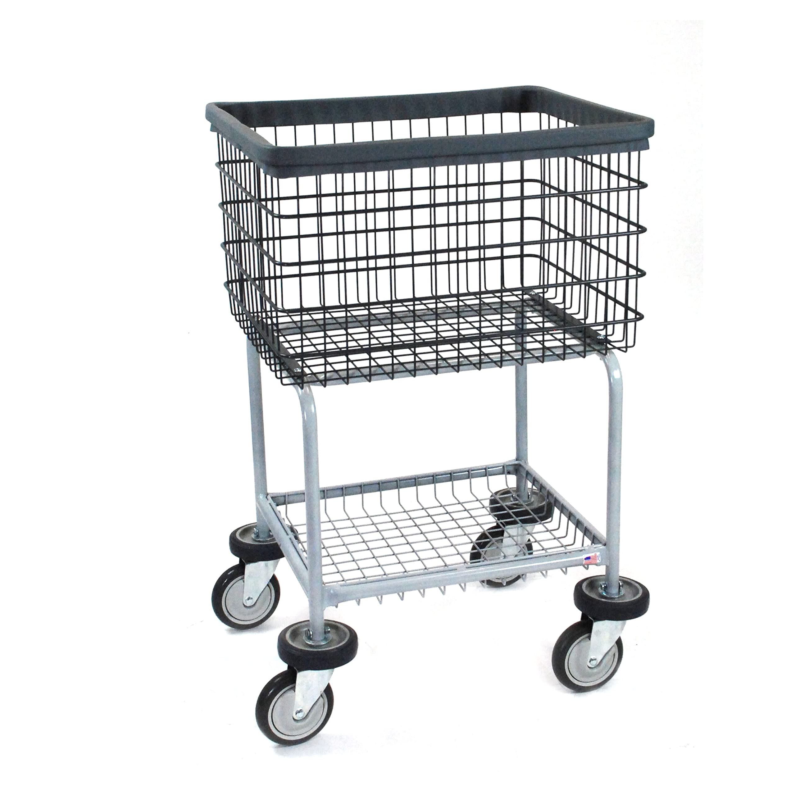 R&B Wire 300G/D7 Deluxe Elevated Wire Frame Metal Laundry Cart