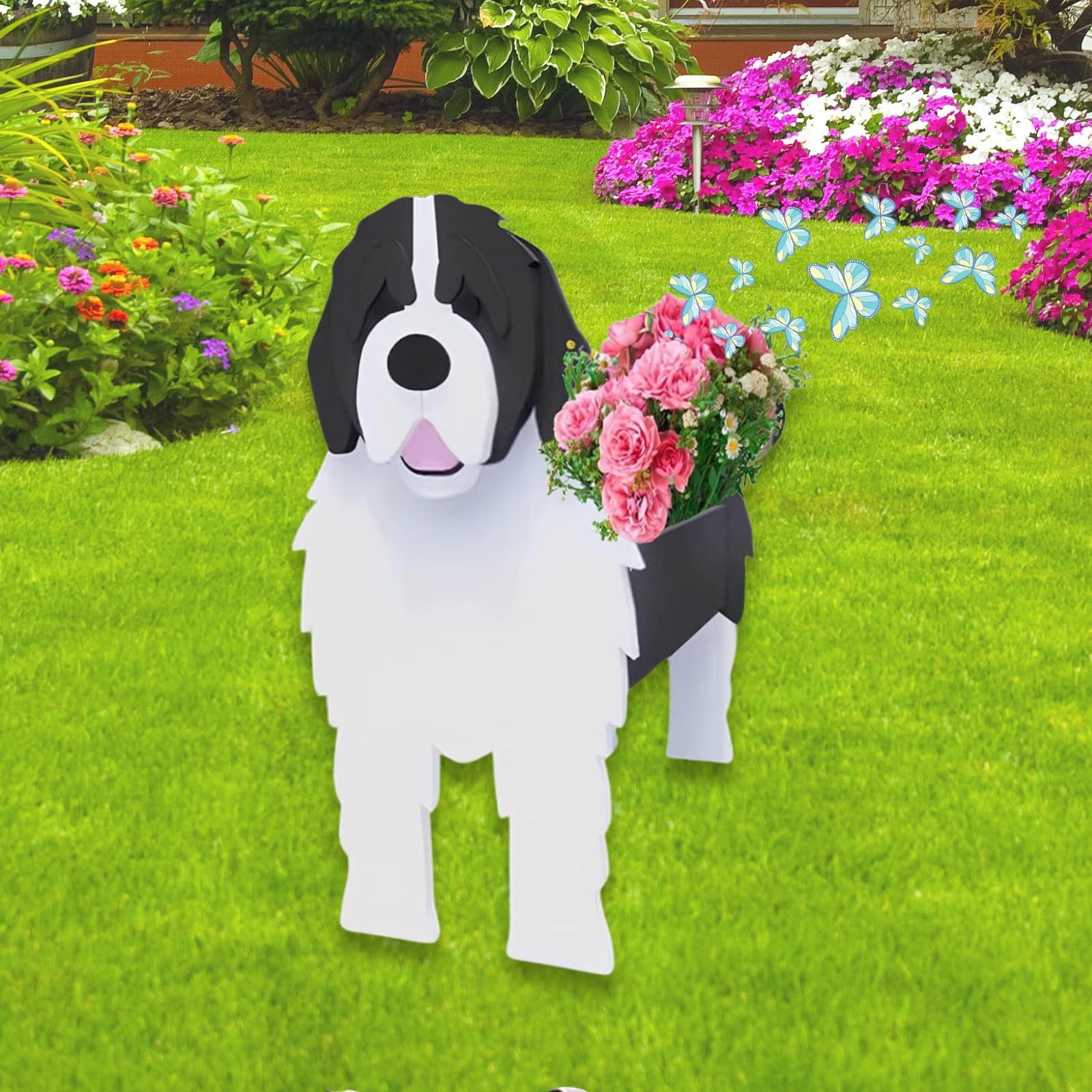 Strolfay Newfoundland Dog Planter Plant Pots,Cute Dog Flower Planter,Gifts For Pet Lovers,Unique Animal Plant Pots,Office,Indoor