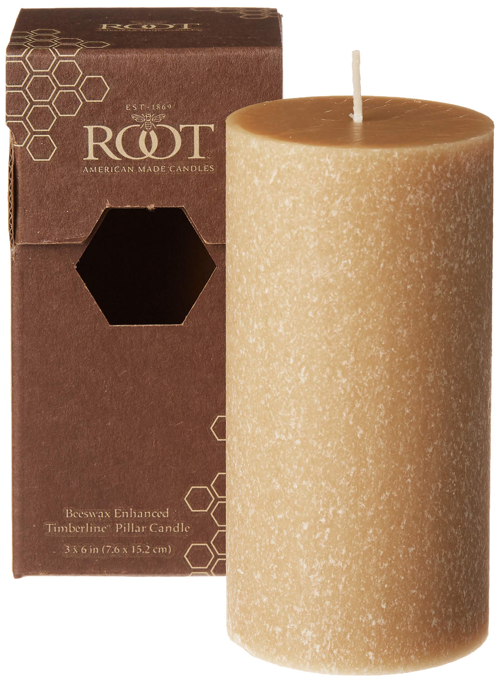 Root Candles - 33625 Unscented Timberline Pillar Candle , 3 x 6-Inches, Beeswax