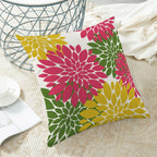Cxmeifly Hot Pink Summer Outdoor Pillow Covers 18X18 Inch Set Of 2 Yellow Green Dahlia Floral Decor Throw Pillows Modern Geometr