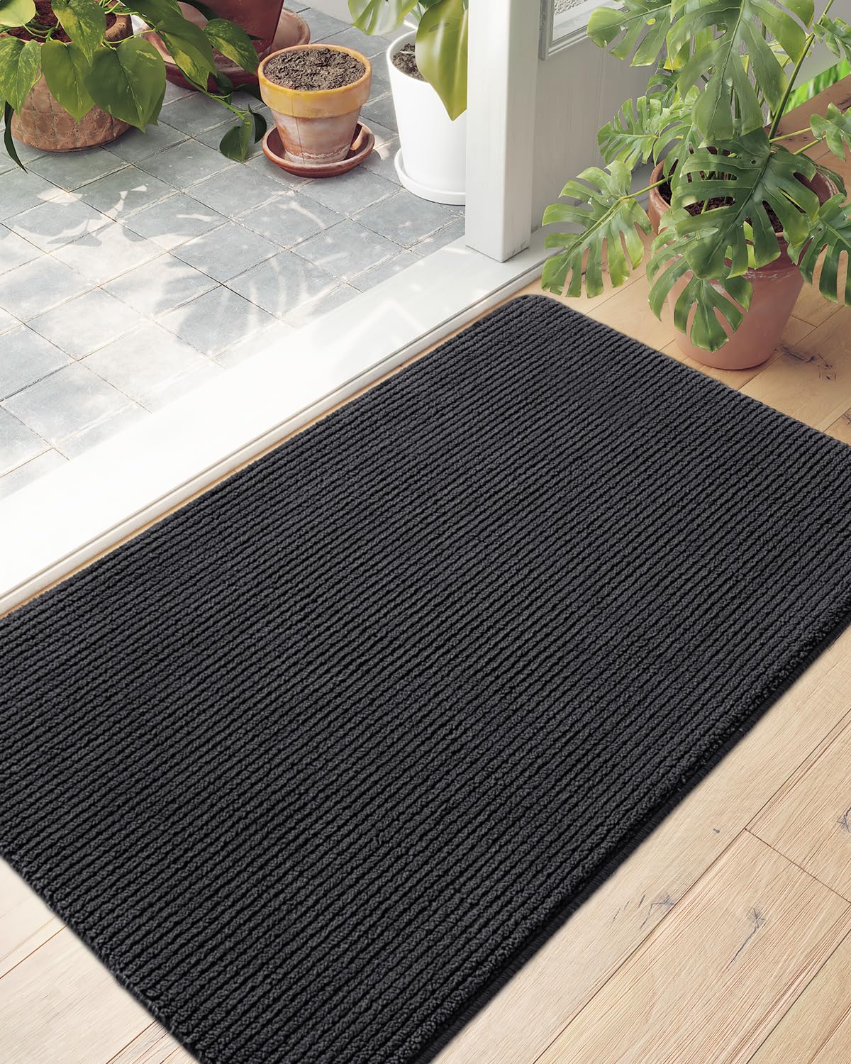 Dexi Door Mat Entryway Doormat Front Entrance Non-Slip Low Profile Washable For Inside Entry 23.5'X35.5',Charcoal
