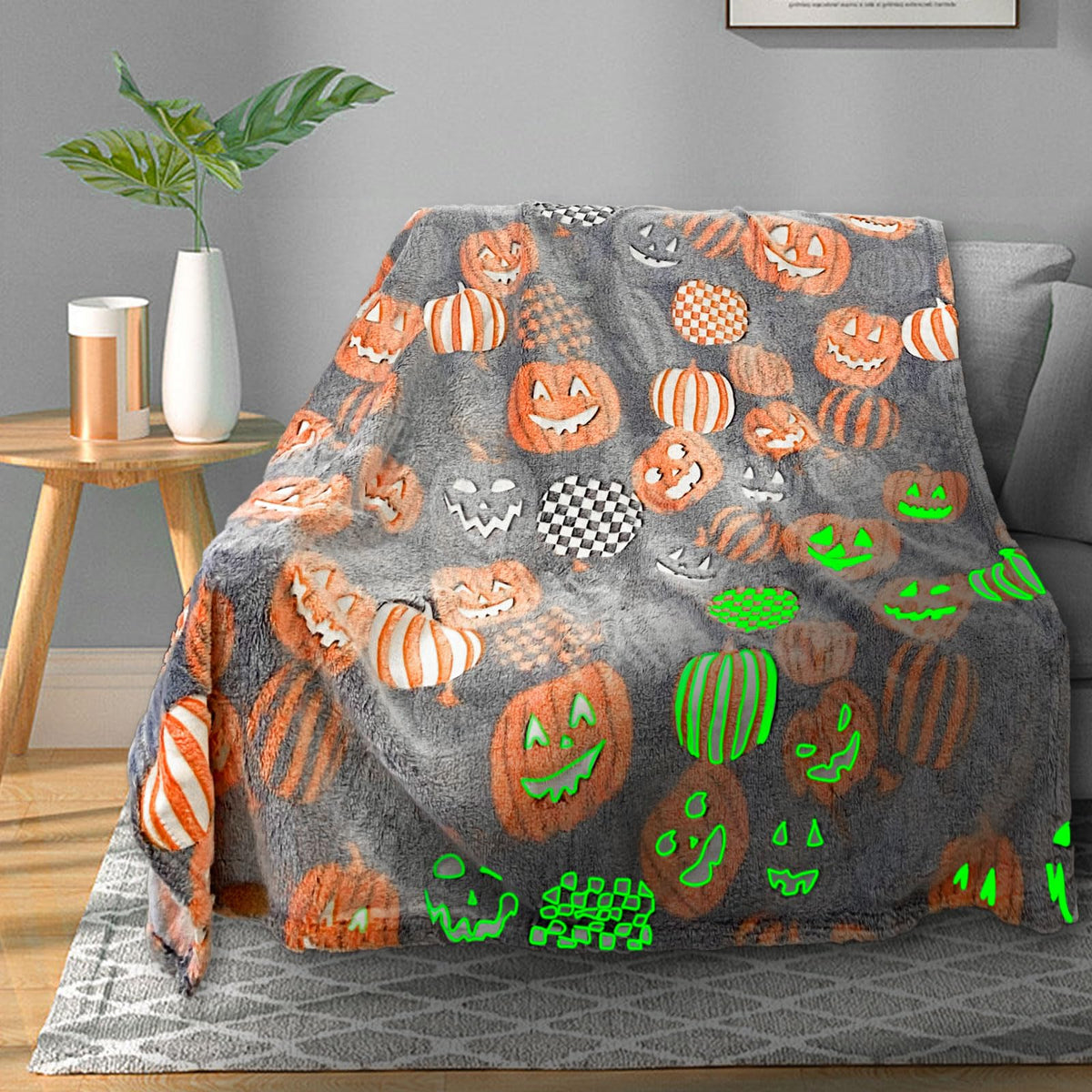 Tehalk Cute Halloween Blanket For Kids, Pumpkin Blanket For Boys/Girls/Toddler, For Kids/Teens/Women/Men, Spooky Blanket For Adu