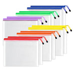 Sunee Plastic Mesh Zipper Pouch 10X14 In (6 Colors, 12 Packs),Extra Large Water-Resistant Zip Bag For School Office Supplies, Pu