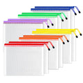 Sunee Plastic Mesh Zipper Pouch 9X13 In (6 Colors, 12 Packs),Extra Large Water-Resistant Zip Bag For School Office Supplies, Puz