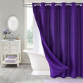 MitoVilla No Hooks Required Purple Waffle Shower Curtain Set with Snap-in Liner, Modern Heavyweight Fabric Shower Curtain for Ho