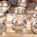 LAMORGIFT Silver Votive Candle Holders Set of 12 - Mercury Glass Votives Candle Holder - Christmas Tealight Candle Holder for Ho