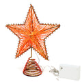 CVHOMEDECO. Orange Glittered 3D Tree Top Star with Warm White LED Lights and Timer for Christmas Tree Topper Decoration and Holi