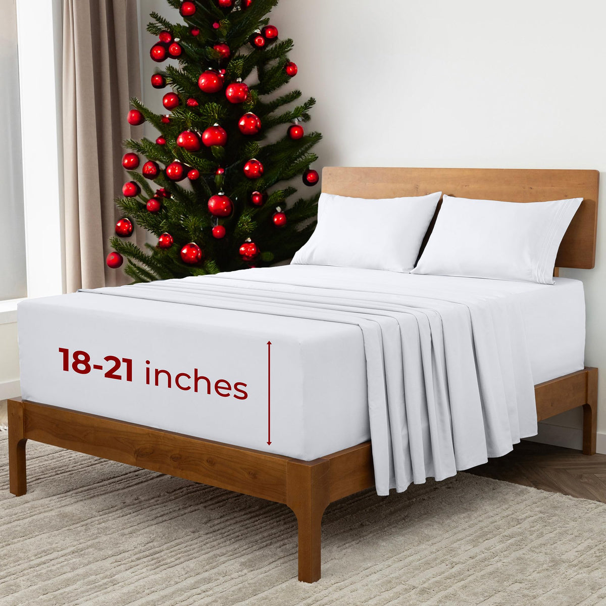 Mellanni Extra Deep Split King Sheets - 5 Pc Iconic Collection Bedding Sheets & Pillowcases - Luxury, Ultra Soft, Cooling Bed Sh