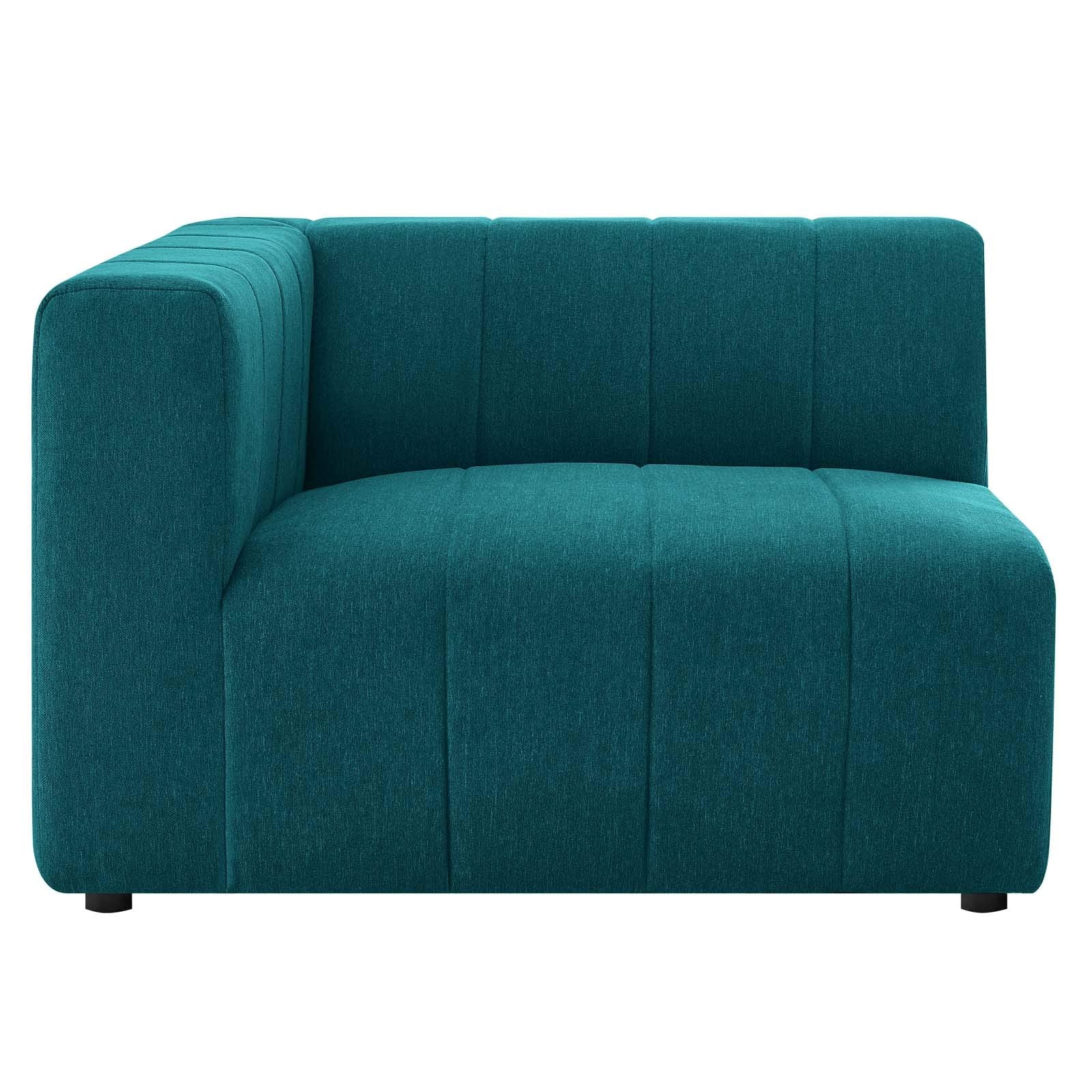 Modway Bartlett Channel Tufted Upholstered Sectional, Left-Arm Chair, Teal