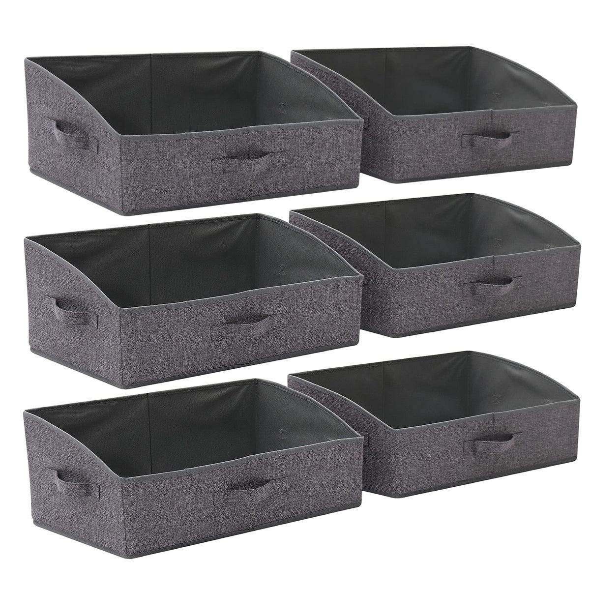 TENABORT 6 Pack Trapezoid Large Foldable Closet Storage Bins with Handle, Fabric Storage Organizer Cube Colth Containers Linen B