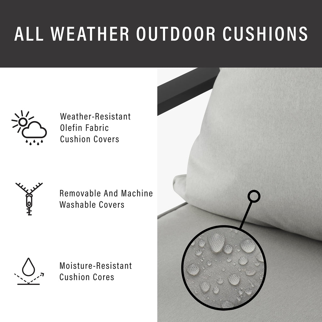 Crosley Furniture CO6290MB-GY Otto Outdoor Metal Dining Swivel Chairs, Set of 2, Matte Black with Gray Cushions