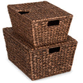 Best Choice Products Set of 2 XL Multipurpose Classic Water Hyacinth Chests Oversized Woven Tapered Storage Basket for Organizat