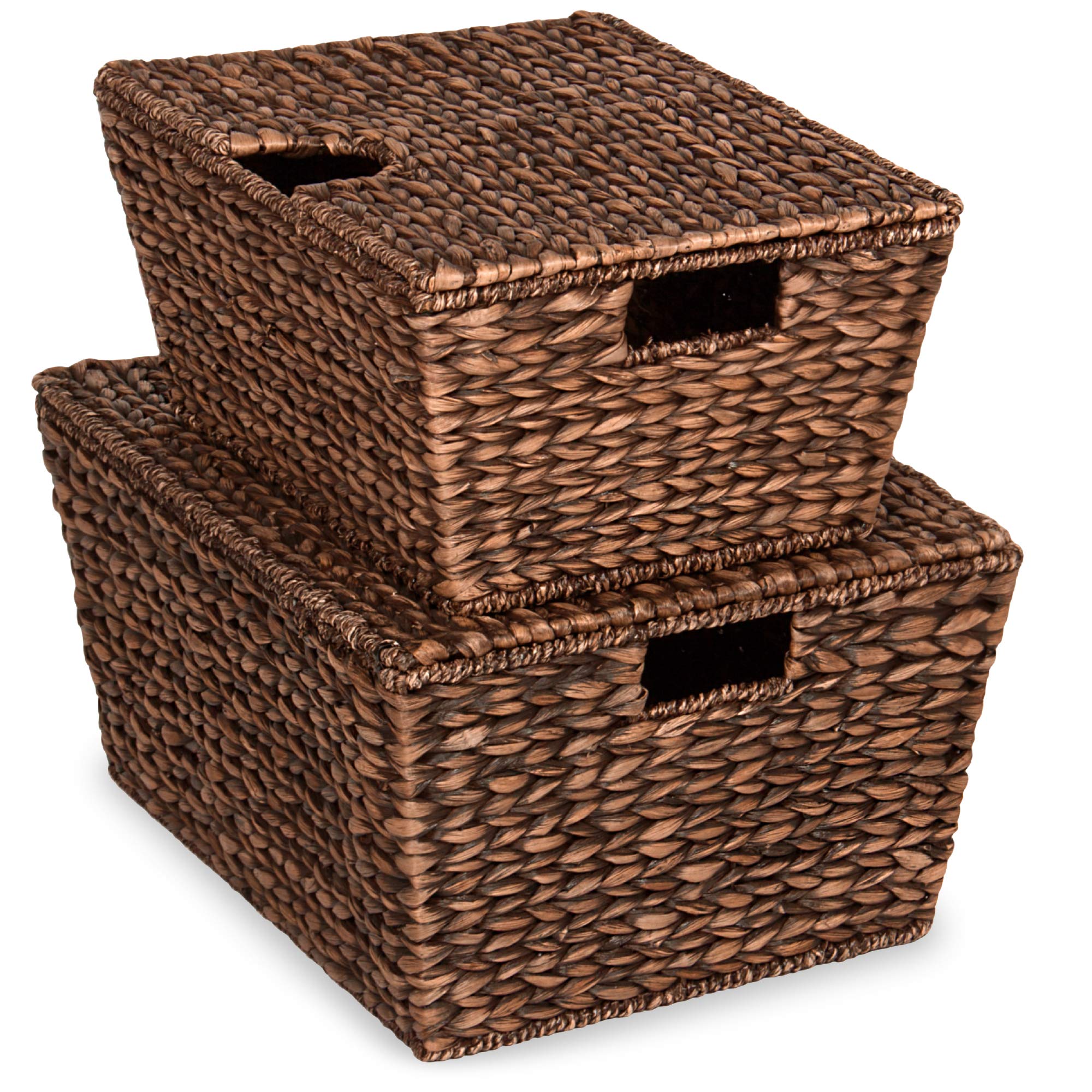 Best Choice Products Set of 2 XL Multipurpose Classic Water Hyacinth Chests Oversized Woven Tapered Storage Basket for Organizat