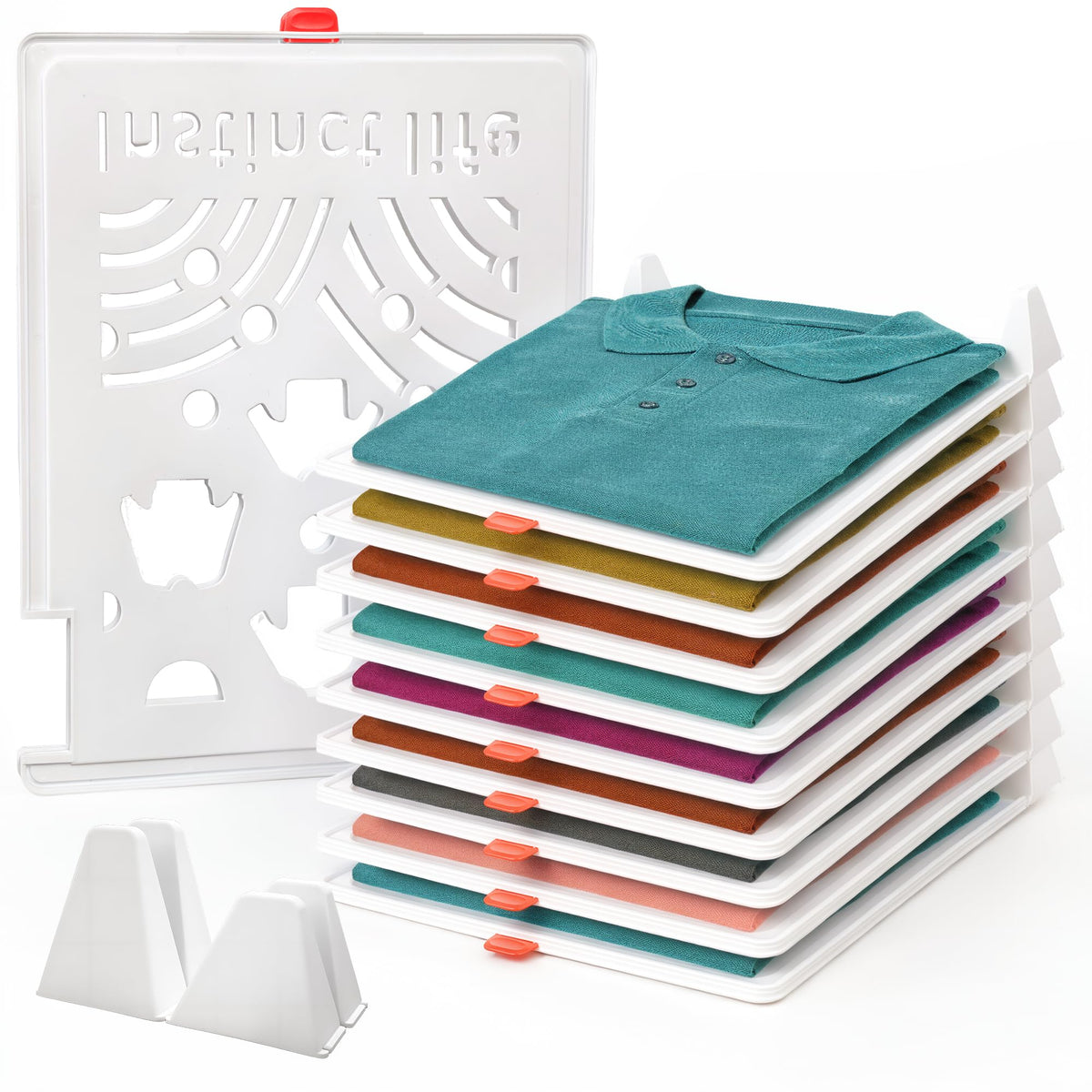 Niotuuo 15 PCS Stackable Closet Organizer, TShirt Organizer for Home Bedroom Closet Storage, Portable Clothes Folder with Detac