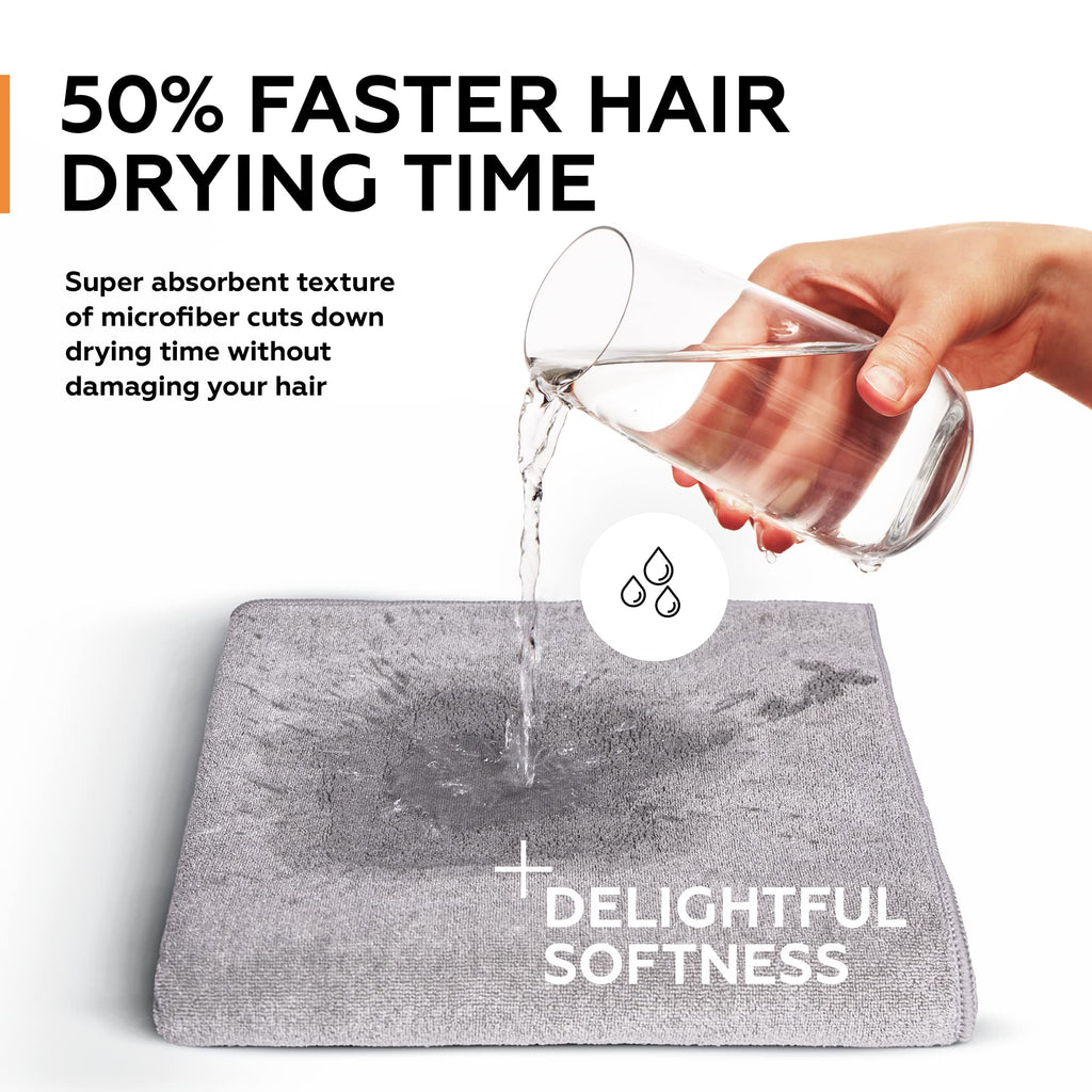 Super Absorbent Quick Dry No-Frizz Soft Microfiber Hair Towel Wrap For Curly, Coily Or Tight Hair With Robust Elastic Strap For