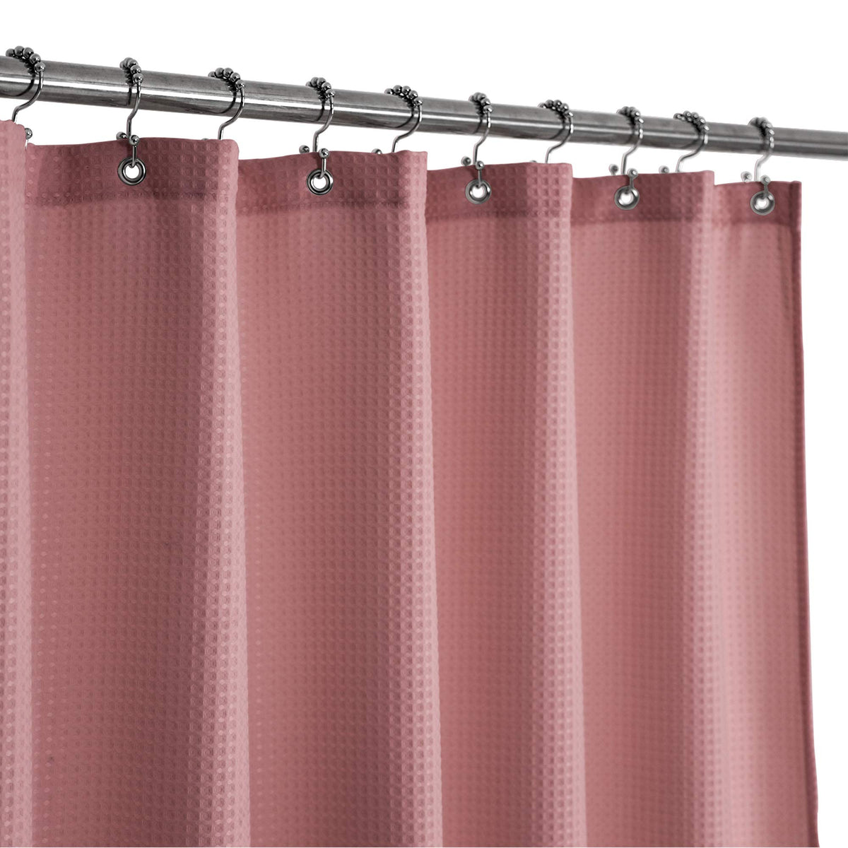 Barossa Design Waffle Weave Shower Curtain Hotel Luxury Spa, 230 Gsm Heavy Duty Fabric, Water Repellent, Pale Mauve, 71'X72'