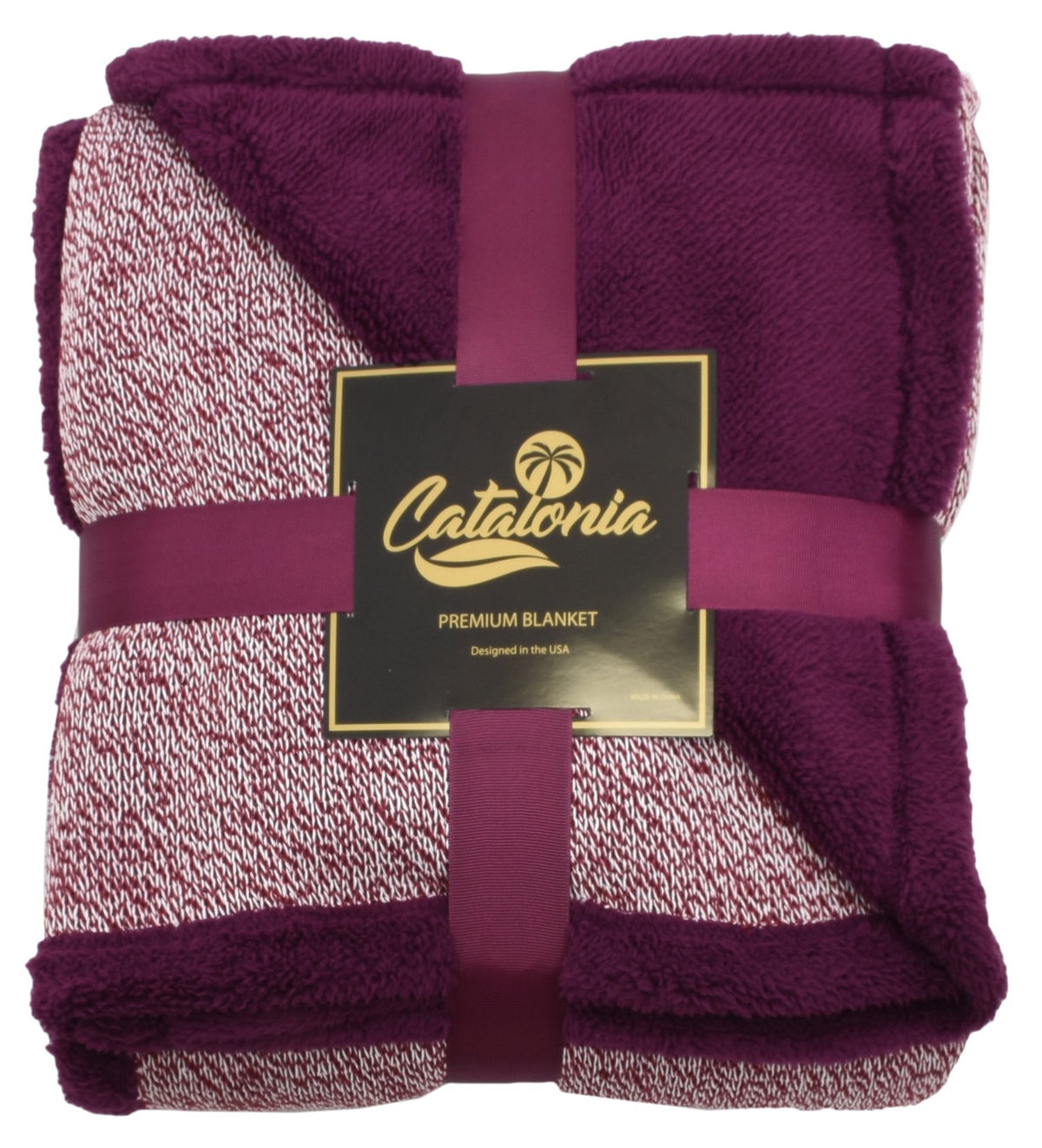 Catalonia Sherpa Throws Blanket,Reversible Super Soft Plush Fuzzy Blanket With Fleece Lining For Bed Couch Sofa 60X50 Wine Red