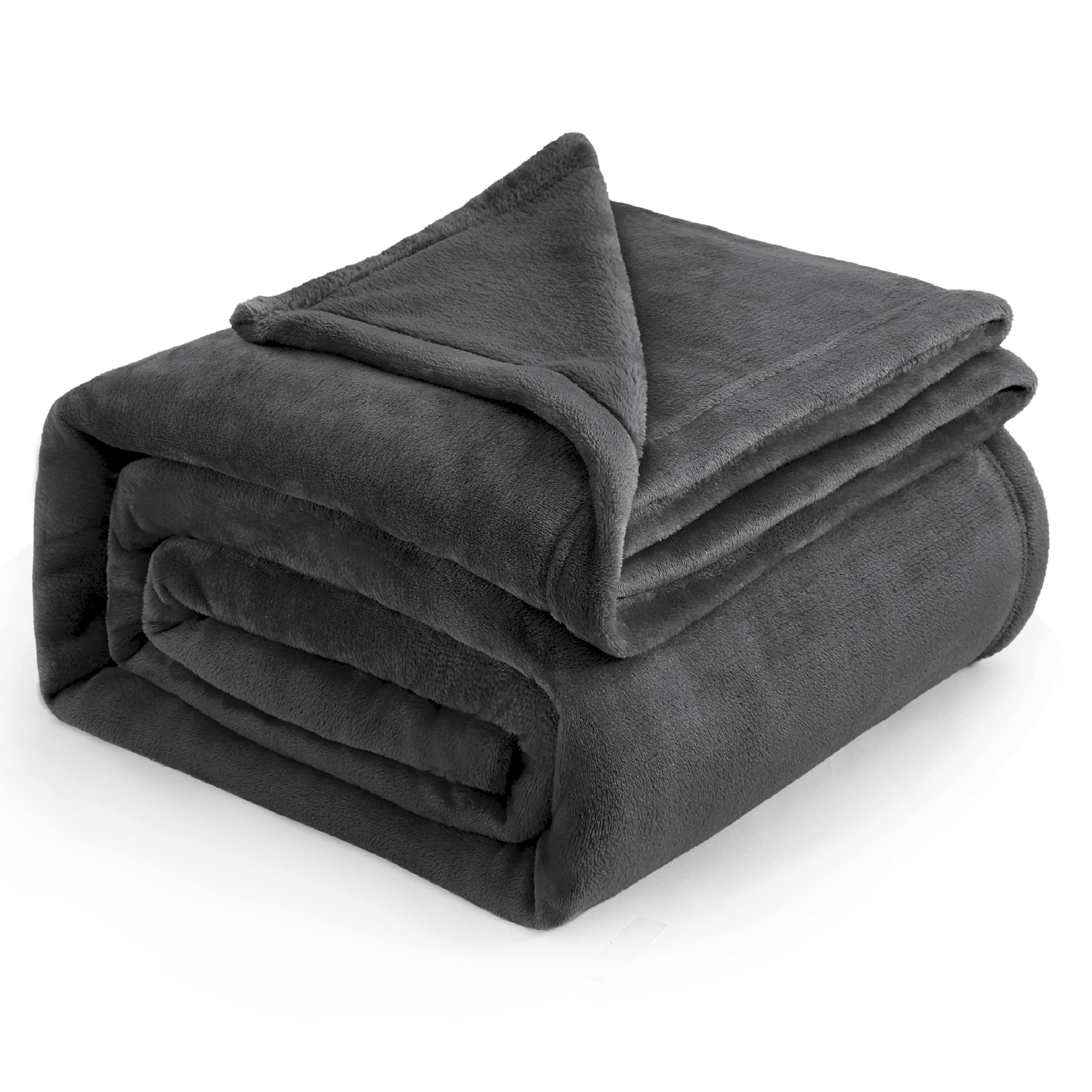 Bedsure Fleece Blanket Queen Blanket Dark Grey - Bed Blanket Soft Lightweight Plush Fuzzy Cozy Luxury Microfiber, 90X90 Inches