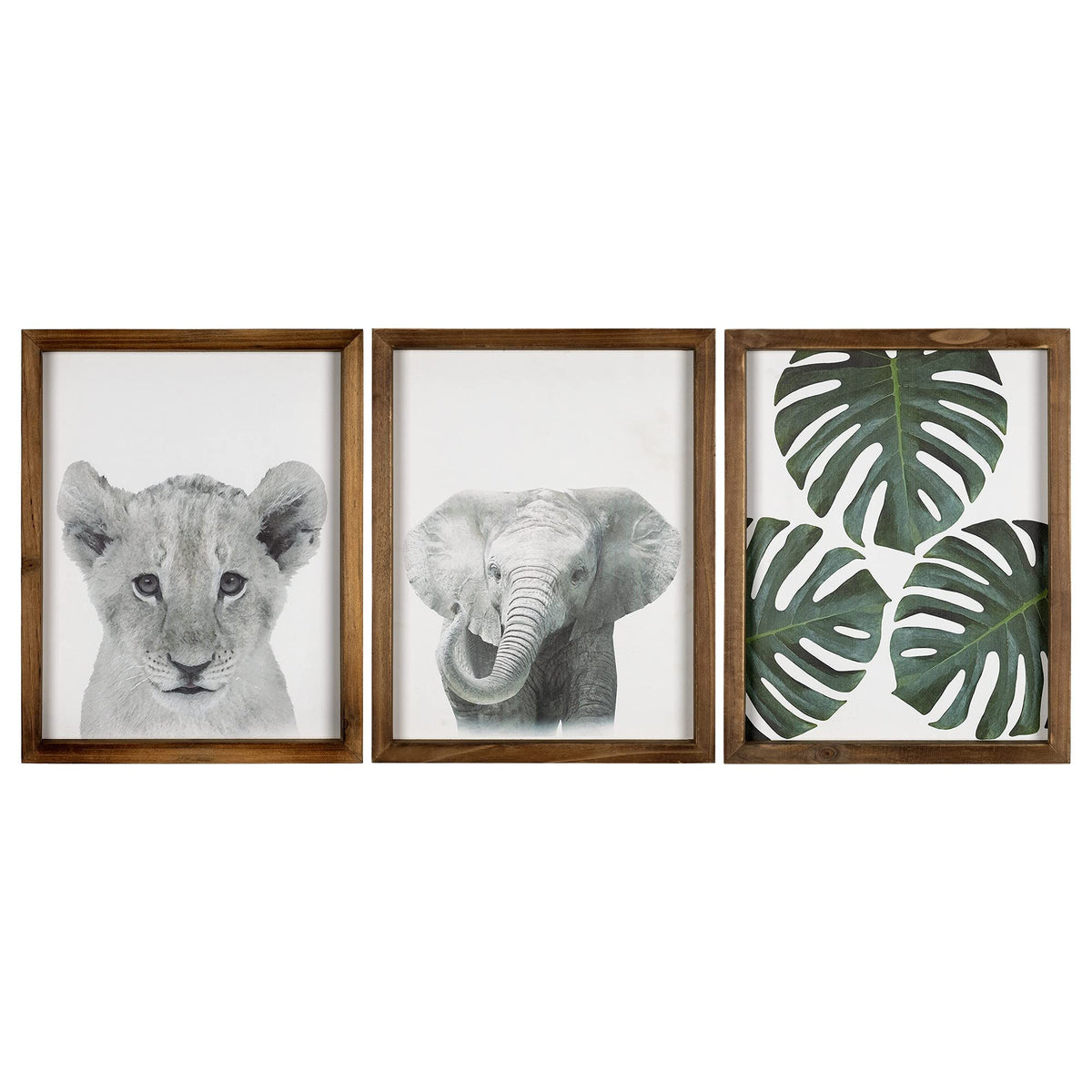 HomeRoots Multi 70% MDF30% Wood Jungle Safari Modern Wall Art Set