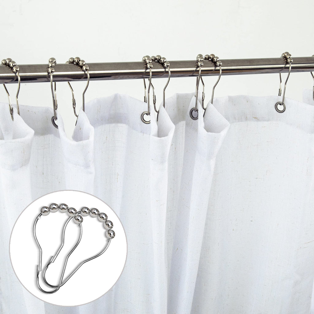 Koufall Textured Cloth Farmhouse Shower Curtain For Bathroom Small Stall 36X72 Inch Linen Fabric Half Narrow Waterproof Rv Shower Curtains For Bathtub Ensuite Plain White